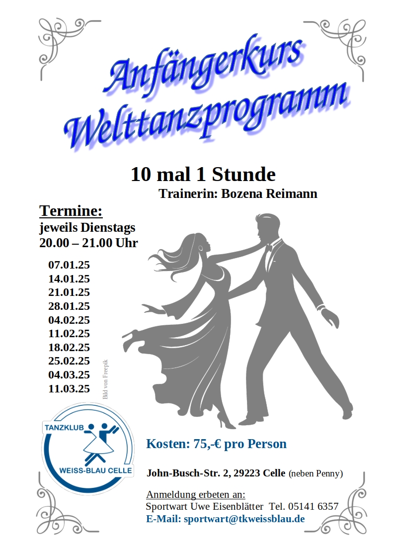 2025 01 07 Welttanzprogramm Anfaenger Kurs Reimann 10x1Std